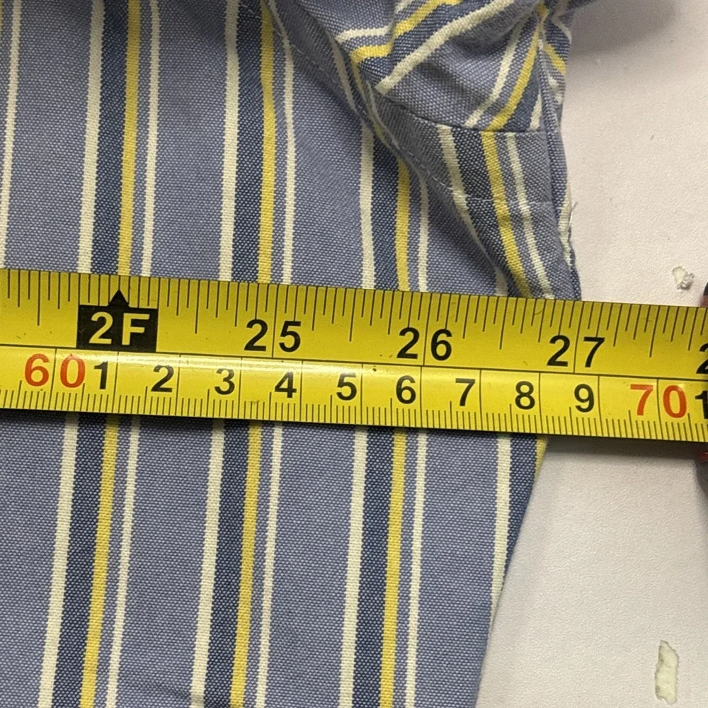 Polo Ralph Lauren Shirt Men 17 1/2 34/35‎ Blue Yellow Striped Button Down Preppy